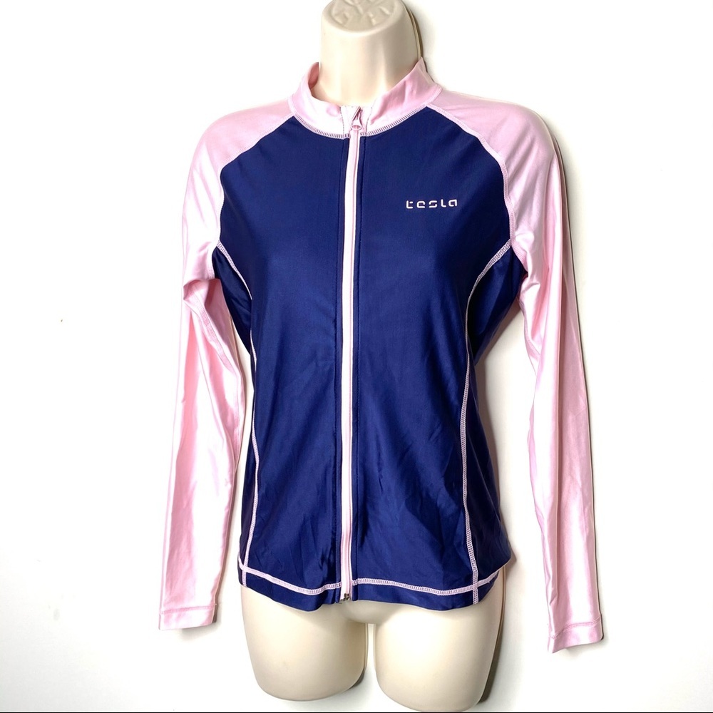 Tesla navy pink full zip scuba lightweigh jacket M
